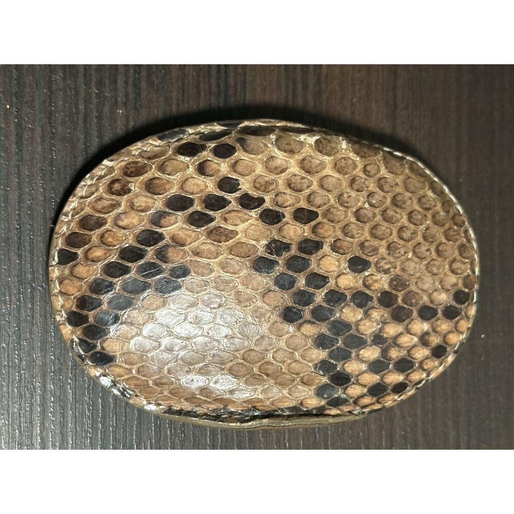 Vintage Tony Lama Leather Rattlesnake Embossed Leather Belt Buckle Made in USA
